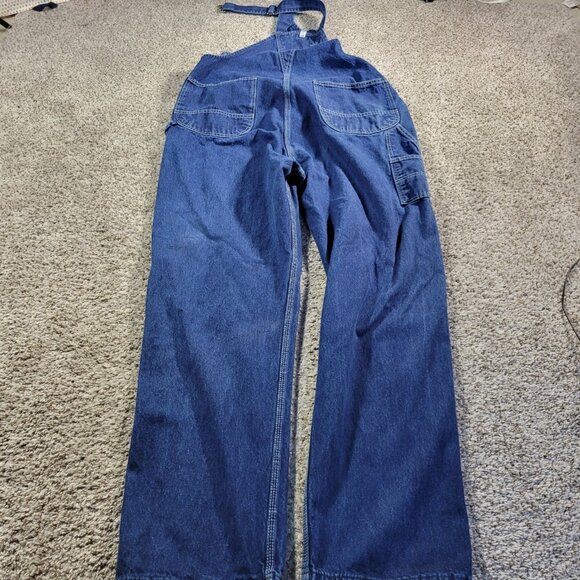 Key Imperial Overalls Men's 42x34 Carpenter Bibs Dark Blue Denim Jeans Workwear - Picture 6 of 6